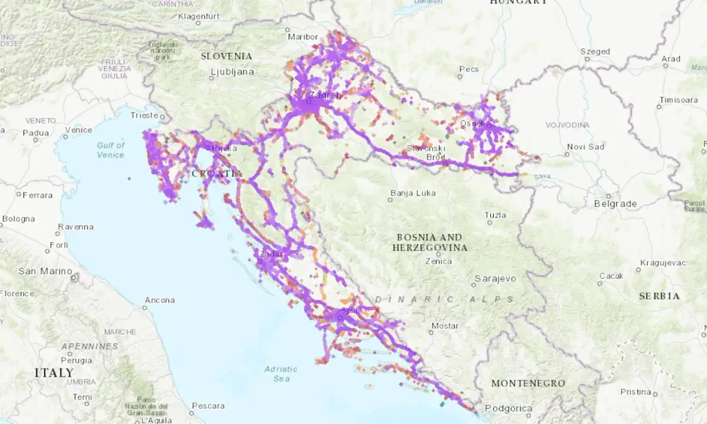Brzina internata Telemach u Hrvatskoj