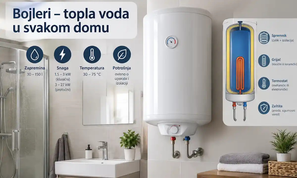 Sve o bojlerima – kako rade, vrste grijača, potrošnja i kako odabrati pravi bojler
